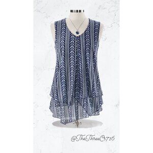 Chevron Print Knit Top Size XL NWOT Blue North Style